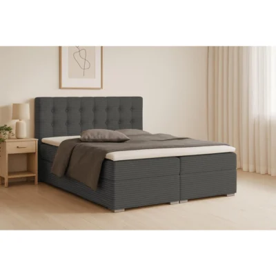 Deine Möbel 24 Boxspringbett CYNTHIA in Anthrazit, Liegefläche 140x200 cm – Taschenfederkern